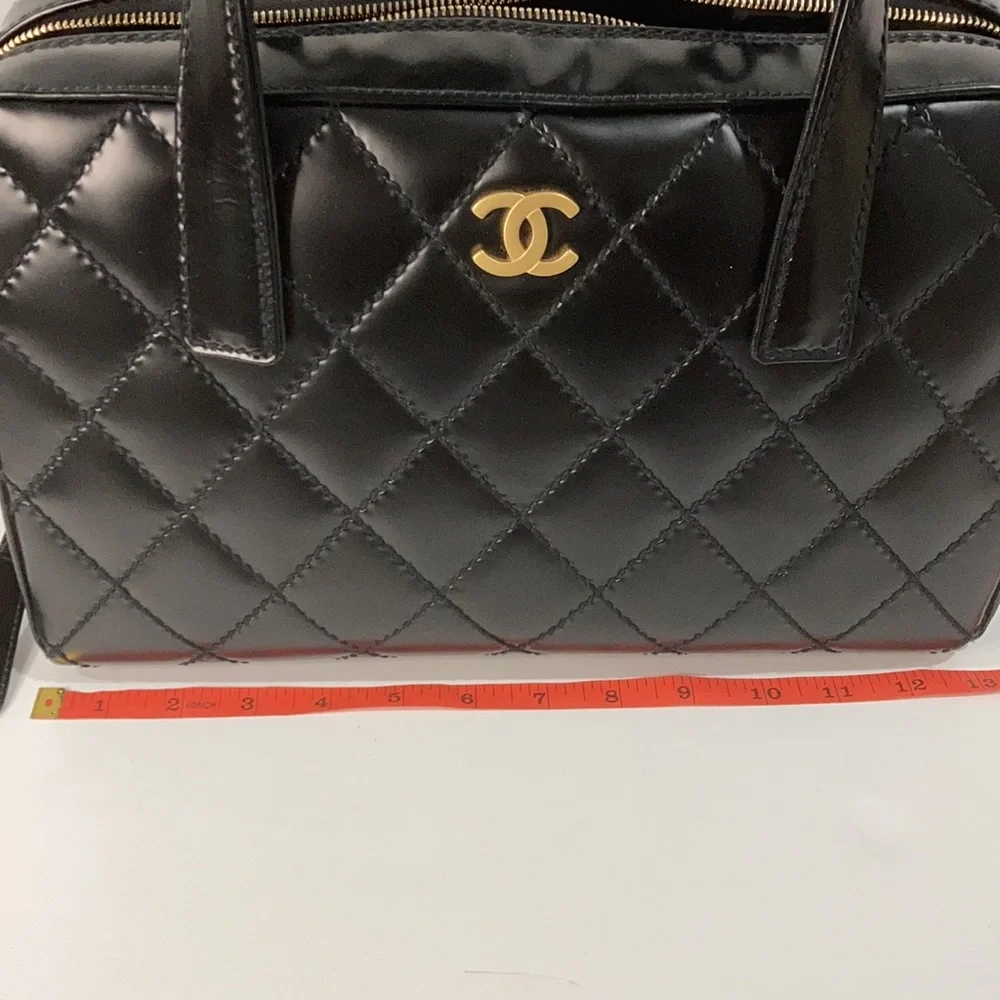 AUTHENTIC CHANEL WILD STITCH PATENT MEDIUM TOTE - Picture 7 of 10